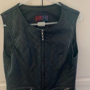 faux black leather vest moda medium